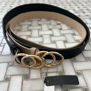 (2pack) Black and Tan Belt with Gold Accents